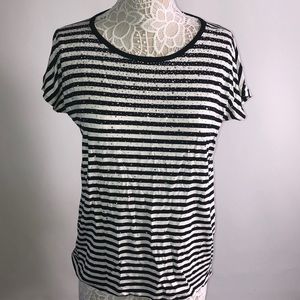 Super soft black & white stripped studded t shirt